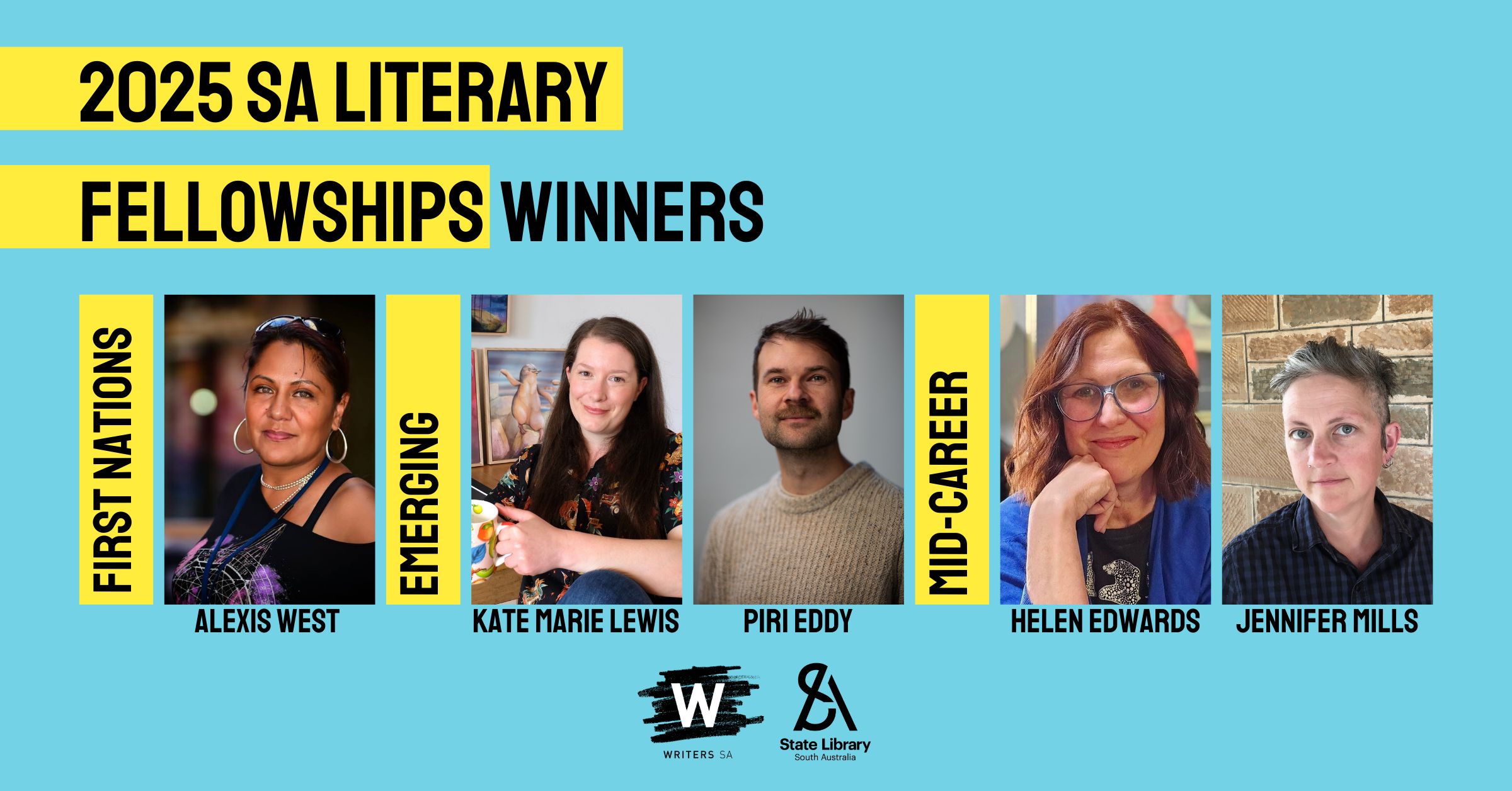 Photo of the winners of the 2025 SA Literary Fellowships