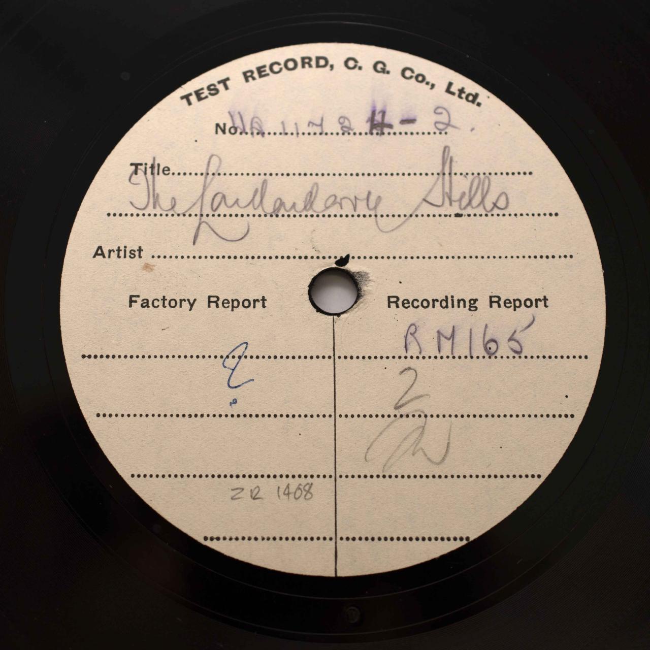 Image of a test record of 'The Londonderry Stills' featuring Clara Serena.