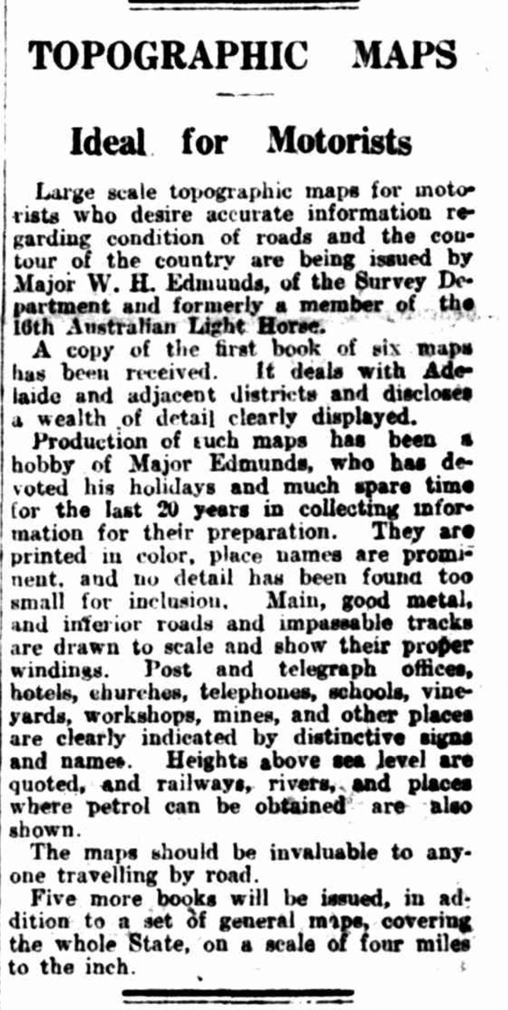 Topographical Map: ideal for motorists. Observer,  18 April1 925. NLA:Trove