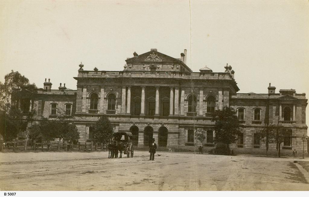 The Supreme Court Building dominates the south west side of Victoria Square. SLSA B 5007