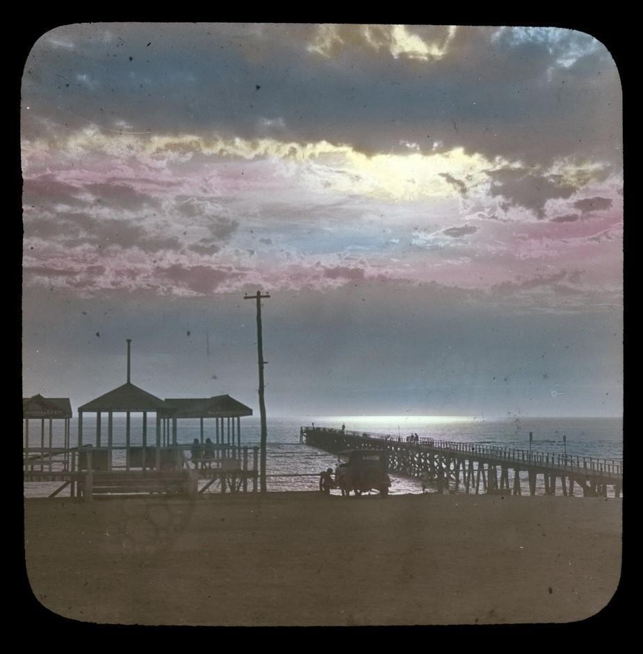 Colour sunset from Port Noarlunga jetty-c 1925