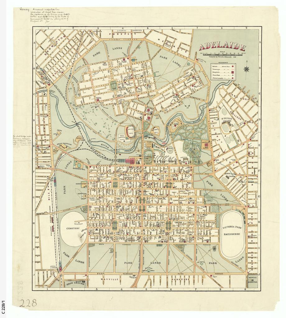 Adelaide, compiled by WH and RJ Edmunds, 1936. In this map the morgue is featured in the cemetery in the lower left-hand corner. SLSA: C 228/1  