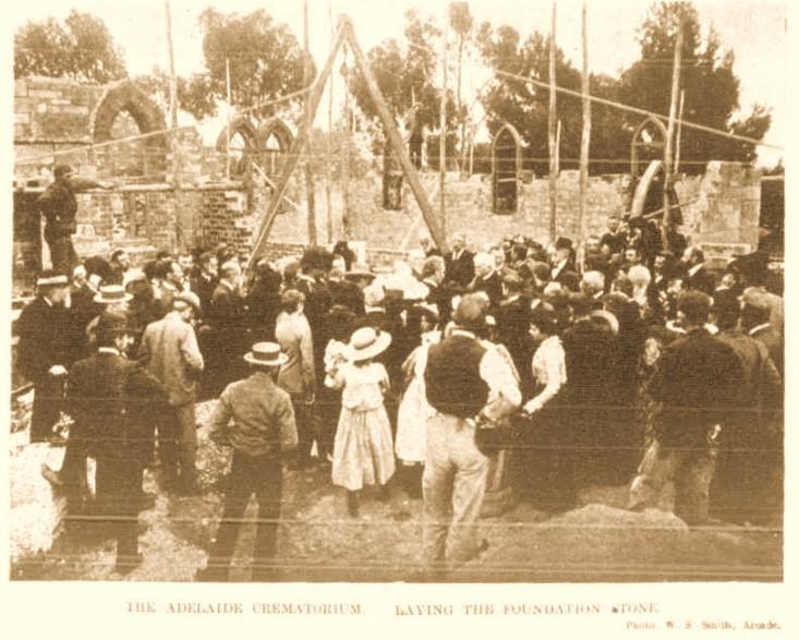 Laying of the foundation stone of the crematorium, The Adelaide Observer, 25 Oct 1902. Trove: NLA  