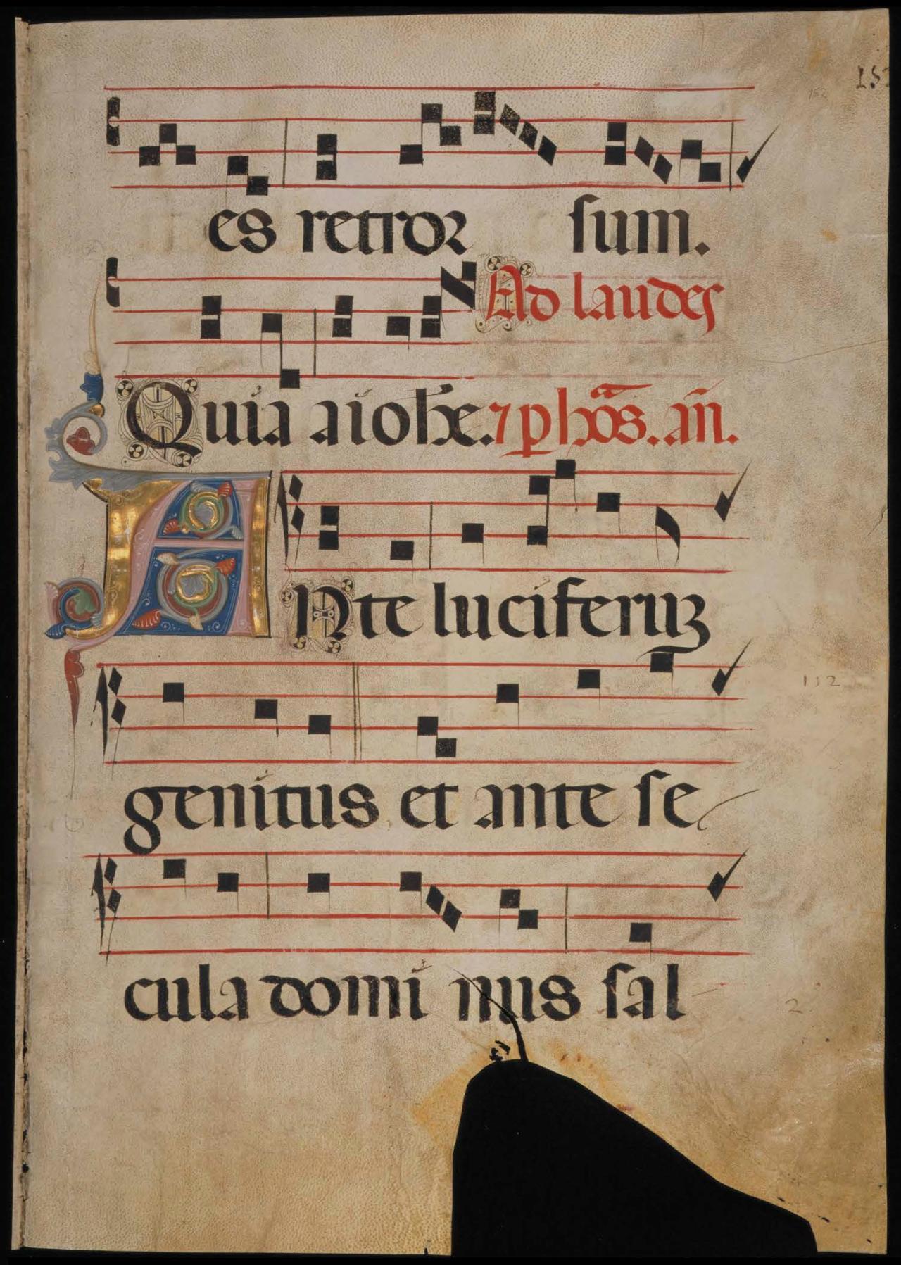 Page 303 of the Antiphonal showing an illuminated A.