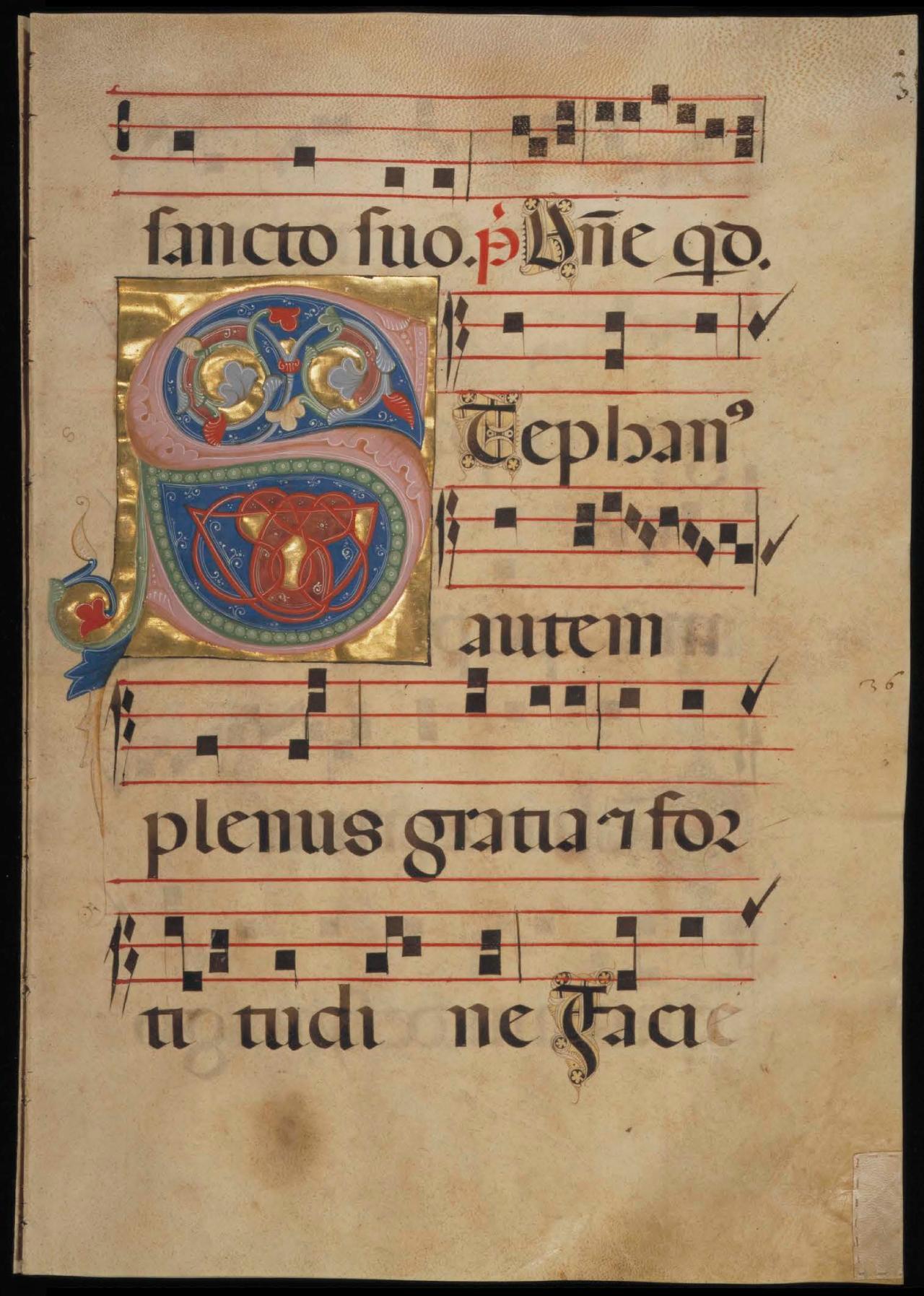 Page 71 of the Antiphonal showing an illuminated S.