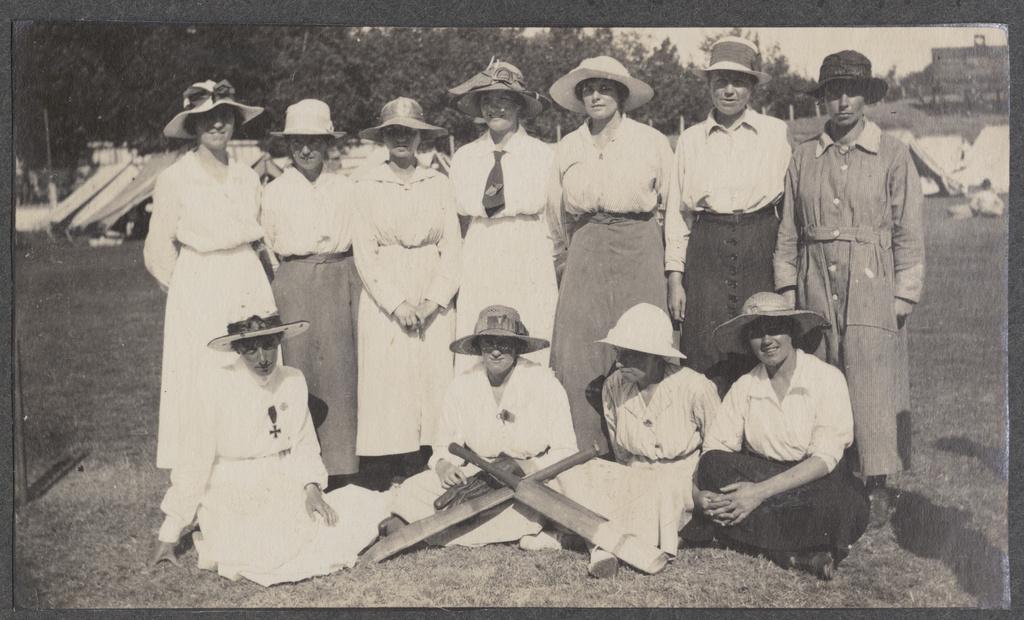 Women's cricket team at the Quarantine Camp, Jubilee Oval, Adelaide. 1919 SLSA: PRG 1638/2/101