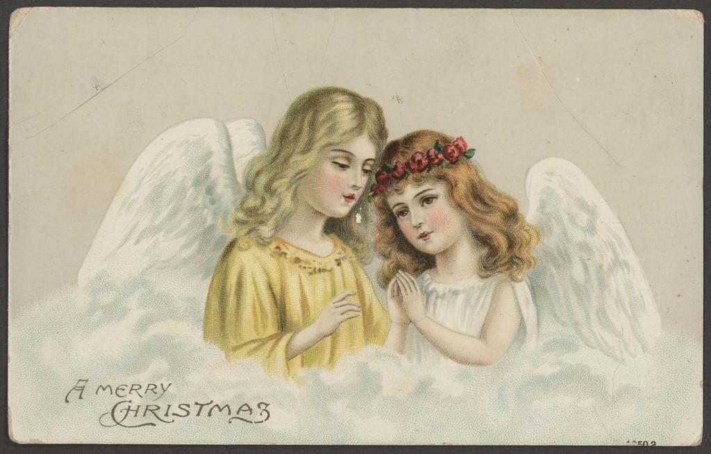 'A Merry Christmas' with two angels. SLSA PRG 337/3/38