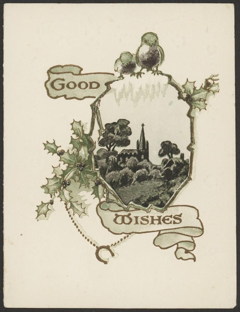 Sepia 'Good wishes' card. SLSA: PRG 337/3/10