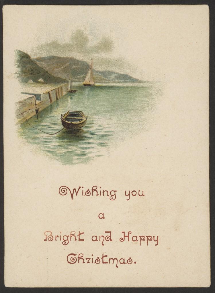 Harbour scene 'Bright and Happy Christmas'. SLSA 337/3/25