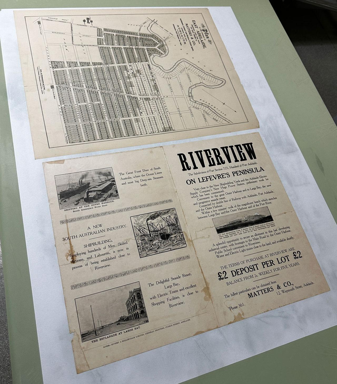 A cadastral map of land subdivision 'Riverview' on the Lefevre Peninsula, 1919. SLSA: zgmp 830.9 bjc-b Taperoo 1919