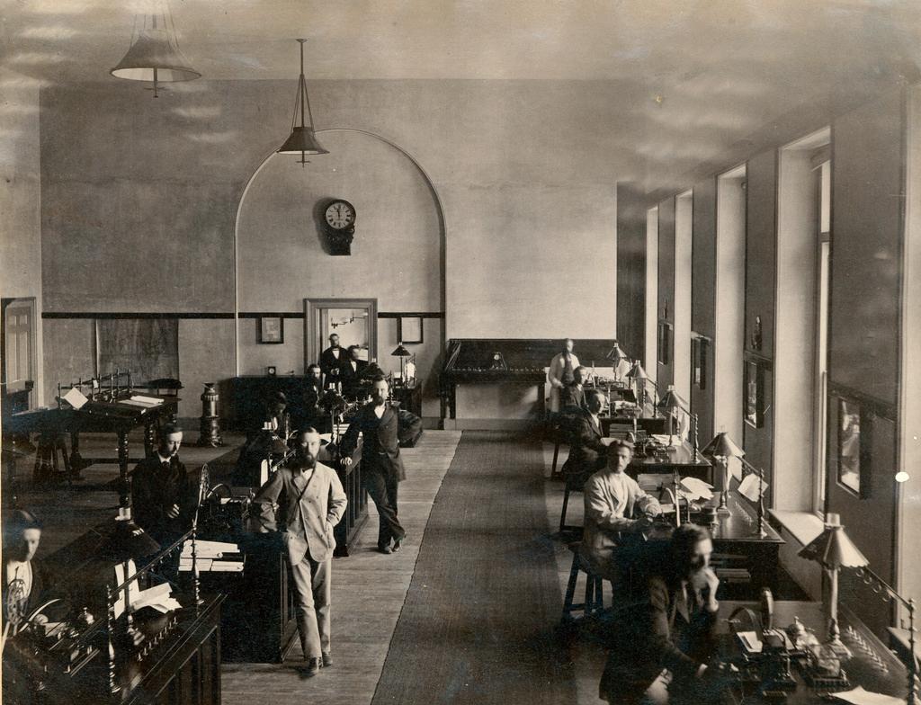 Telegraph Office located in King William St, Adelaide, circa 1872. SLSA: B 8026