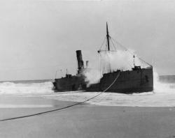 S.S. Ferret Ashore at Reef Head, near Cape Spencer, 1920. SLSA: B 7223