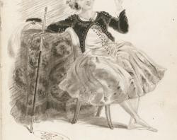 Sketch of Lola Montez, in 'The Green Room' SLSA: B/9422/4