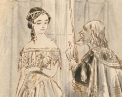 Sketch of Miss Graham as Ophelia. SLSA: B 9422/5