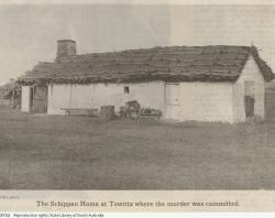 'The Schippan Home at Towitta where murder was committed.' Photograph published in 'The Critic' newspaper on 18 January 1902. SLSA: B 75311/2 