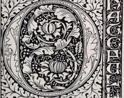 A decorative O in a Kelmscott Press print version of Chaucer.