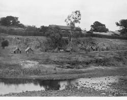 Homeless huts along the Torrens River, 1938. SLSA: B 5800