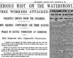 Serious riot on the waterfront, The Register, 1929. NLA: Trove