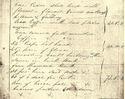 Invoice for William Light's funeral written by Joseph Bell.