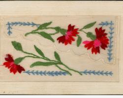 silk-embroidered postcard from Alfred Duncan to his mother, 1916