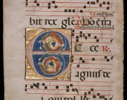 Page 204 of the Antiphonal showing an illuminated E.