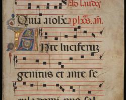 Page 303 of the Antiphonal showing an illuminated A.