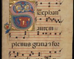 Page 71 of the Antiphonal showing an illuminated S.