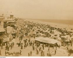 A crowded Glenelg beach taken approximately 1896 by Ernest Gall. SLSA: PRG 631/2/619