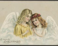 'A Merry Christmas' with two angels. SLSA PRG 337/3/38