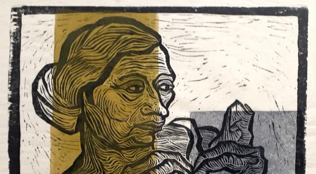 Lidia Groblicka – untitled artist’s proof - coloured linocut print