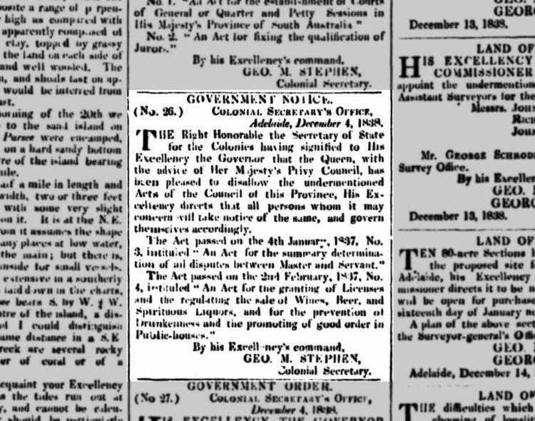 South Australian Gazette & Colonial Register 15 December 1838, page 1. NLA: Trove